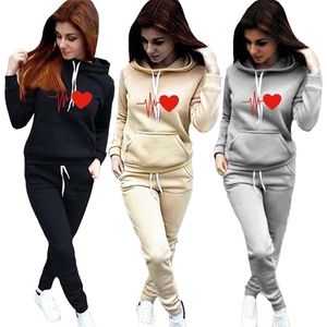 Sweats à capuche de survêtement pour femmes 2 pièces ensemble sweat + pantalon costume de sport printemps et automne vêtements de sport 220315