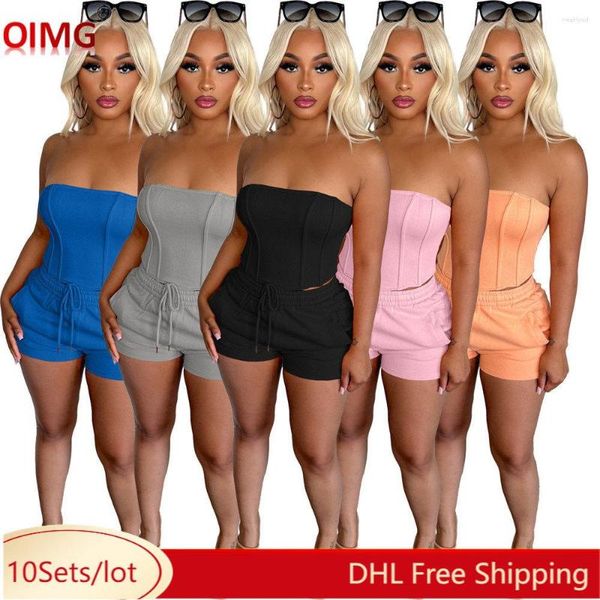 Survêtements pour femmes 10 Tenues d'été en gros Femmes Deux pièces Ensemble Sexy Bretelles Top Shorts Assortis Jogger Costumes Fitness Vêtements 9494