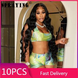 Suits-survêtements pour femmes 10 femmes été 2024 Halter Backless Crop Top Crop Top Courk Items Wholesale Lots imprimés Two Piece Set Optifits S13220