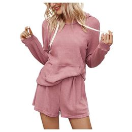 Tracksuits voor dames 2021 Autumn Solid Color Pyjama Set Women Home Wear Loungewear PJS Sleep Huiskleding Damespak