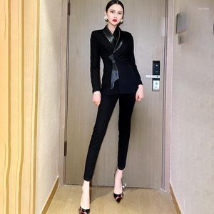 Survêtements pour femmes 2023 Femme Automne Et Hiver Mode Tempérament Version Coréenne Style Britannique Noir Président Office Manager Business