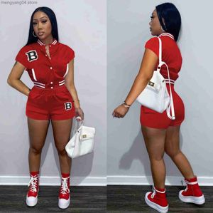 Survêtements pour femmes 2023 Dames Mode Veste Baseball Uniforme Shorts Lettre Impression Casual Mince Tempérament Banlieusard Costume De Sport Femmes T230515