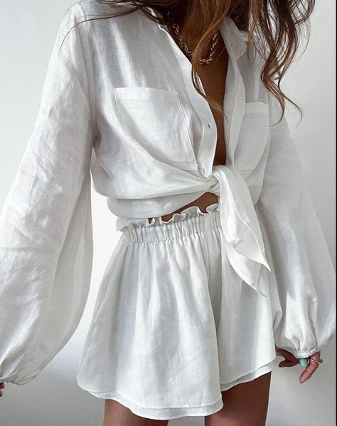 Survêtements pour femmes 2023 printemps été femmes costume ensembles courts solide blanc coupe ample tenues Blouse T-shirt 2 deux pièces ensemble pour femme