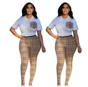 Tracksuits voor dames 2023 Zomer Nieuwe mode Casual Dames Plaid Set Brand Women's Two -Piece Set