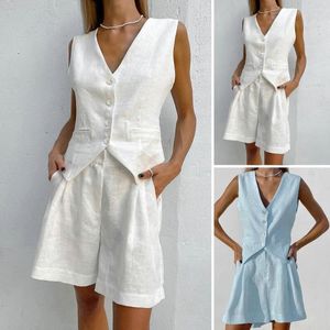 Women's Tracksuits 2023 Women Pants 2 Pieces Sets Fashion Linen Vest Tops Straight Office Suit Vintage Woman Two Outfit