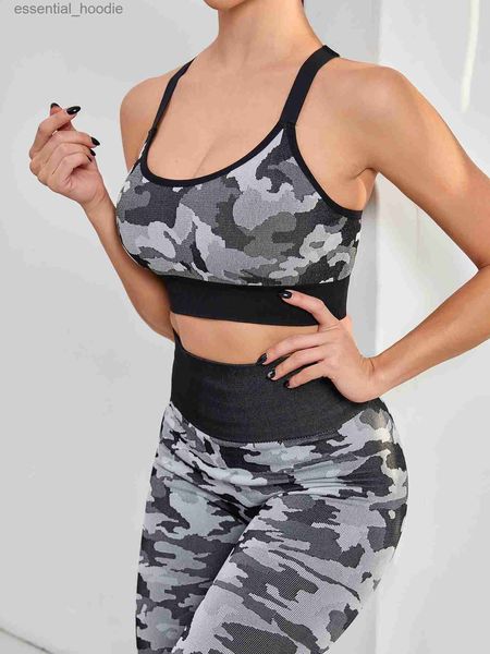 Suits-survêtements pour femmes 2pcs Yoga Camouflage Camo Sport Set Women Gym Fitness Vêtements LEGGINGS HEUR