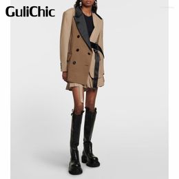 Survêtements femme 3.15 GuliChic mode contraste couleur col cranté double boutonnage blazer décontracté ou short plissé jupe ensemble femmes