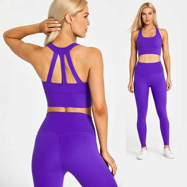 Suits de survêtement féminins Abs Loli 2pcs Yoga Set Womens Sports Sports Sports STRAP SPORT SPORT BRA HAUT LEG Gym Suit Sports Suit 240424