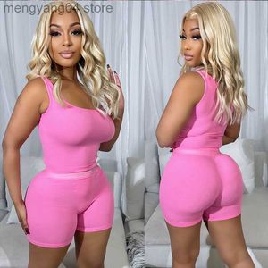 Tracksuits voor dames Active Wear Two Peice Set for Women Matching Sets Summer Tank Crop Top en Short Sets Training Sporty Fitness Casual TrackSuit T230515