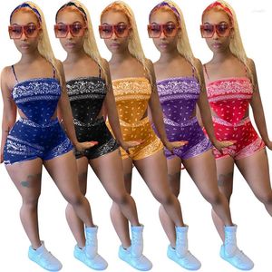 Dames tracksuits Bandana Paisley Print Women Two -Piece Set Spaghetti Riem Short Tops and Shorts Fashion 2023 Summer