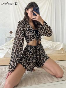 Trainingspakken voor dames Casual luipaard Printbroek Women Huiskleding 2024 Outfits Hoge taille Shorts Twee stukken Cheetah Flare Shirt Sets