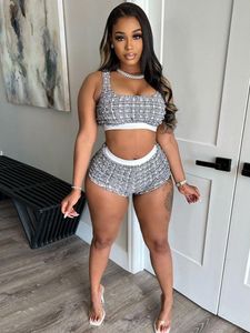 Tracksuits voor dames schattige sexy twee stukken voor vrouwen Summer Clothing Club Vacation Outfits Crop Top en shorts matching setseswomen's