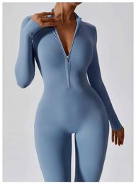 Survêtements pour femmes Cuties Zip Front Body Costumes pour femmes à manches longues Shapewear Gym Set Compression Vêtements d'entraînement Active Wear Yoga Fitness Suit J240103