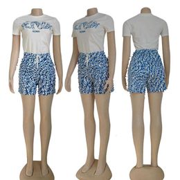 Dames trainingspakken designer merk J2860 zomer nieuwe modieuze stijl bedrukte shorts met korte mouwen AZ77