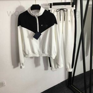 Survêtements pour femmes Designer Printemps et automne Nouveau sport Ensemble imprimé coloré à manches longues col debout manteau à glissière + taille élastique pantalon décontracté TSVB