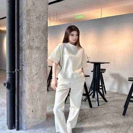 Survêtements pour femmes Designer Sweat-shirt Lettres cubiques en relief Mode Premium Pure Blanc Pull à manches courtes Sports Pantalon droit Costume 4Z62