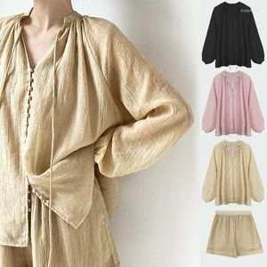 Survêtements pour femmes Deyao Ensemble deux pièces Couleur beige Top Shorts Lasy Vêtements vintage