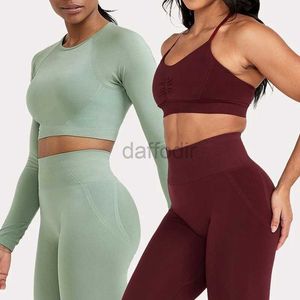 Survêtements pour femmes Survêtement sans effort Femmes Ensemble sans couture Soutien-gorge de sport à manches longues Leggings de gymnastique Vêtements de fitness Vêtements de sport Costume de sport Tenues 24318