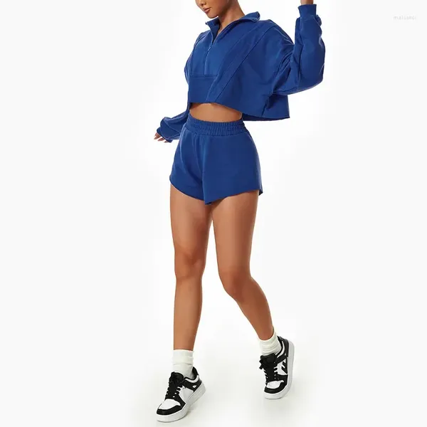 Suisses de survales pour femmes mode sexy sweat à sweat de sport lâche ensemble filles épices à glissière décontractée collier à manches longues shorts pour deux pièces pour deux pièces