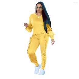 Survêtements pour femmes Style de mode deux pièces survêtements femmes ruché pleine longueur ensembles vêtements survêtement S3242