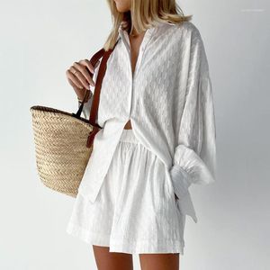Femmes en lin blanc coton simple poitrine de boho sets plage d'été bohème coton 2 pièces sets de femmes