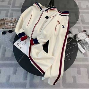 Survêtements pour femmes Costume de sport décontracté haut de gamme pour femmes à la mode et style occidental sweat à capuche taille haute pantalon droit ensemble deux pièces tendance