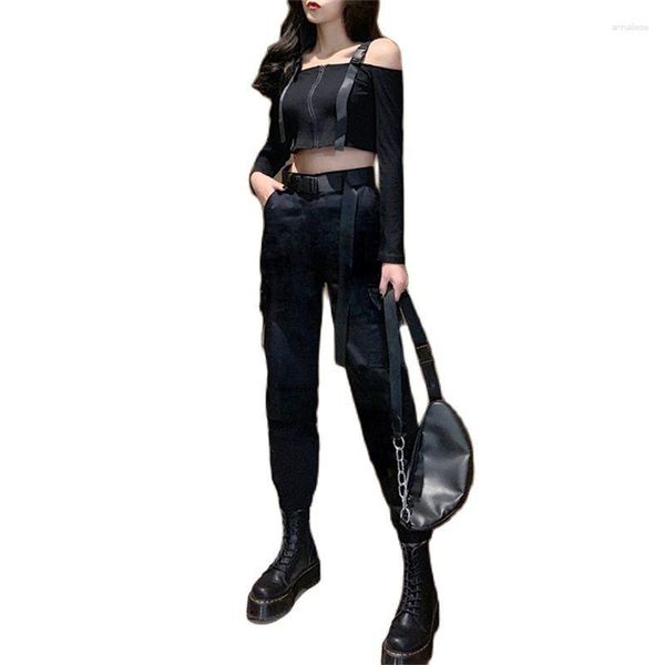 Survêtements pour femmes Style hip-hop costume 2023 été mode taille haute ceinture deux pièces ensemble rue dames personnalité vêtements Cool