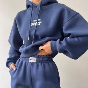 Survêtements pour femmes Costumes à capuche Designer Imprimer Sweats à capuche Deux pièces Ensembles pour femmes Pull à capuche en vrac Automne Hiver Vêtements de mode