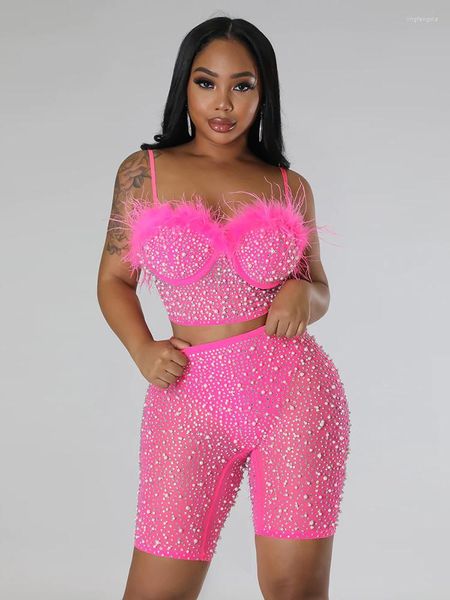 Survêtements pour femmes IDress Sexy See Through Strass Body Shorts Jumpsuit Femmes 2023 Summer Birthday Party Club Outfits Combinaisons 2