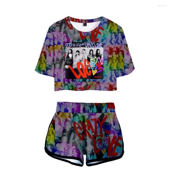 Survêtements pour femmes ITZY Crazy In Love Sportssuits Femmes Ensemble Deux Pièces Kawaii Fille Vêtements Kpop Y2K