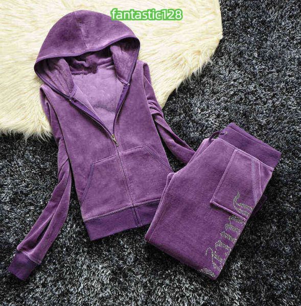 Survêtements pour femmes Juicy Survêtement 2023 Summer Brand Suit Velvet Velour Femmes Track Sweats à capuche et pantalons Met49