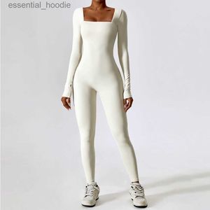 Survêtements pour femmes Combinaison Gym Entraînement Yoga Vêtements Danse Fitness À Manches Longues Une Pièce Sport Combinaison Sexy Serré Boilersuit Femmes Survêtement L230925