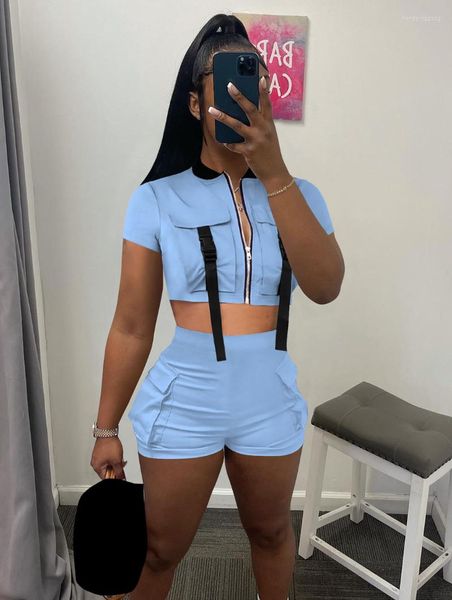 Survêtements pour femmes KEXU Active Safari Style Set Zipper Track Top Et Short Suit 2023 Summer Sweatsuit Two 2 Piece Outfit Survêtement