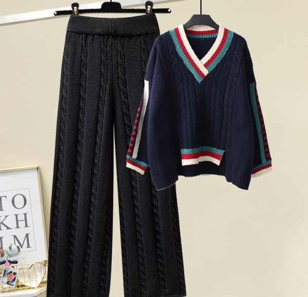 Survêtements tricotés pour femmes, ensemble 2 pièces, Cardigan à capuche, fermeture éclair, manteaux, tricots coréens, Jogging, pantalons Capris