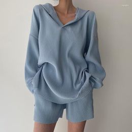 Survêtements pour femmes mode coréenne Chic sweats à capuche femmes à manches longues lâche T-shirt ensembles deux pièces Shorts costumes femme S002