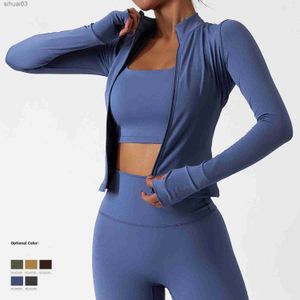 Siga para mujeres con traje de yoga de manga larga para mujer Pantalones de fitness de la chaqueta deportiva