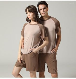 Survêtements pour femmes Costume de pyjama de luxe Ensembles de pyjamas modaux de couleur Hit Couple Vêtements de nuit Famille Amant de Pijama Vêtements de nuit Hommes Femmes Casual Maison