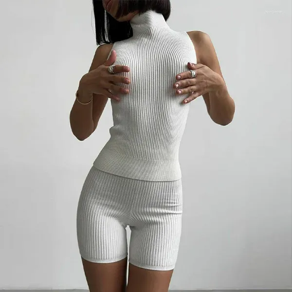 Sucts de survêtement pour femmes Lygens tricot sans manches pantalons courts de crop top sets de mode d'été