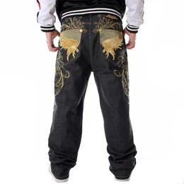Survêtements pour femmes Nanaco Mens Loose Jeans Wide Leg Fashion Broderie Skateboarder Hip Hop Baggy Denim Pantalon Grande Taille 30 231219