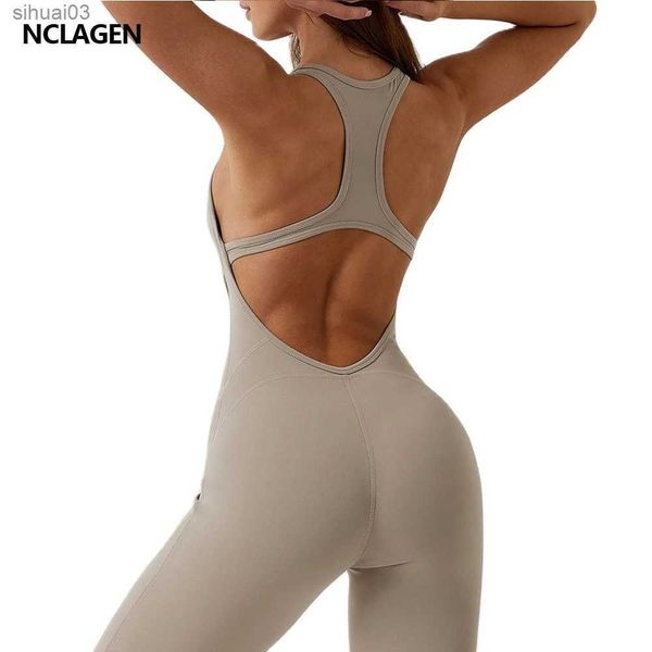 Suits-survêtements Nclagen Gym Romper Backless Set Fitness Fitness Bodys Sportswear Sportswear Femmes Juin