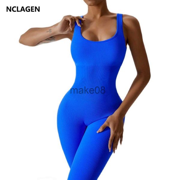 Survêtements pour femmes NCLAGEN Seamless Onepiece Yoga Body Suit Femmes Danse Exercice Fitness Combishort Entraînement Siamois Sportswear GYM Rembourré Combinaisons J230720