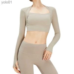 Survêtements pour femmes Nouveau rembourrage intérieur à manches longues Vêtements de yoga nus Fitness Gym Top pour les femmes Formation en cours d'exécution Sexy Blouses de sport élastiquesL231017