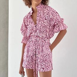 Sucts de piste pour femmes Petal Sleeve Sleepwear Vêtements Femmes Vêtements à domicile Single Bref