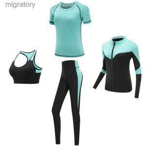 Suisses de survêtement pour femmes Séchage rapide Femme Yoga Set Fitness Cost Gym Set Veste Bra T-shirt Leggings Running Training 2019 YQ240422