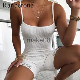 Survêtements pour femmes Ranberone Sling Sport Combinaison One Piece Body Femmes Dry Fit Sans Manches Serré Gym Suit Yoga Short Fitness Workout Jumpsuit J230720