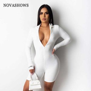 Chándales de mujer Ribbed Lucky Label Sexy Rompers Womens Jumpsuit Shorts Mujer Ladies White Black Bodycon Jumpsuit Romper Women Playsuits P230320