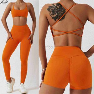 Naadloze set trainingspakken voor dames Sexy training sportkleding Gymkleding 2-delige sportsets Dames leggings met hoge taille Fitnessshorts Sportbehapak 24318