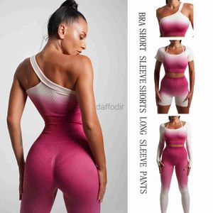 Survêtements pour femmes Ensembles sans couture Sports Fitness Taille haute Pantalon de levage de hanche Costumes à manches longues Entraînement Gym Leggings Ensembles Femmes 24318