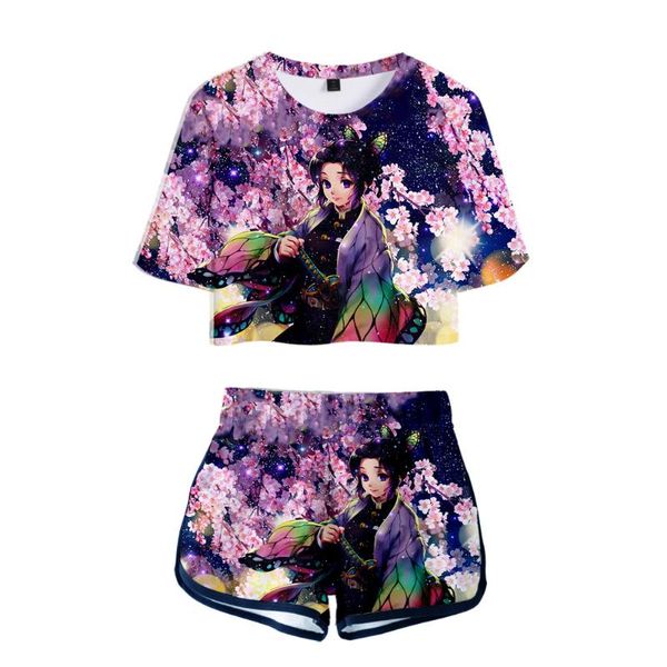 Conjunto de chándales para mujer - Venta de chándal de manga corta Gacha Life Dew Navel Sport Girl Conjuntos de dos piezas hermosos y sexy Camisetas Pantalones