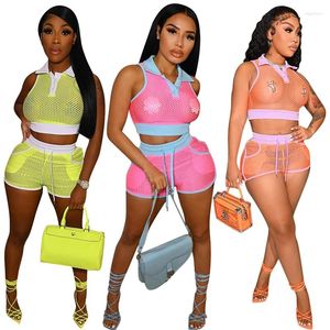 Tracksuits voor dames sexy tweedelige set vrouwen lente zomer holle tanktop shorts sets sets lounge nachtclub club outfits streetwear groothandel